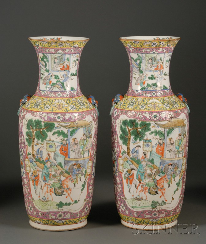 Appraisal: Pair of Large Porcelain Vases China th century reserves of