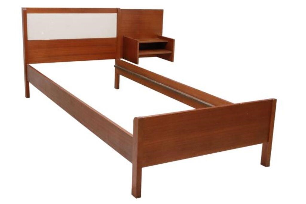 Appraisal: Italian mid-century modern teak bed and nightstand c s inset