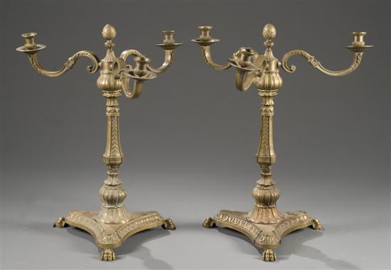 Appraisal: Pair of brass candelabras Early th century Having a central