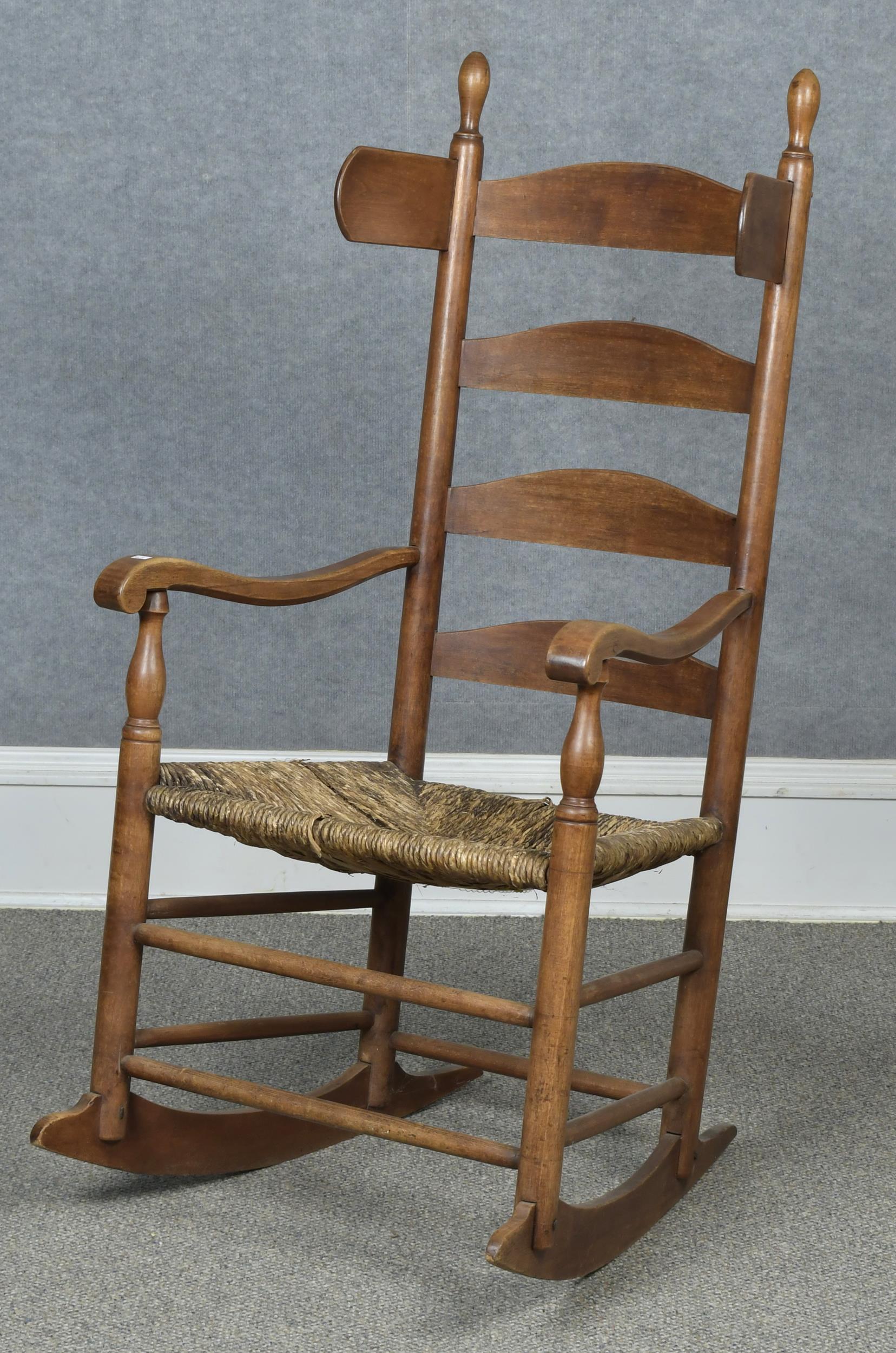 Appraisal: TH C RARE SHAKER WINGED ROCKER A maple and birch