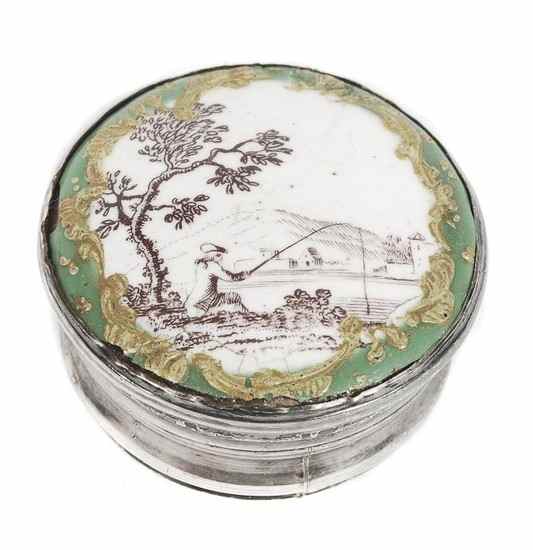 Appraisal: A south Staffordshire enamel circular patch box late th century