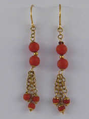 Appraisal: A pair of yellow metal tests carat gold coral drop