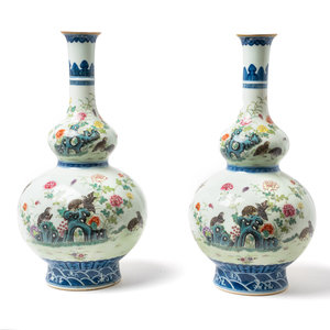 Appraisal: A Pair of Chinese Enameled Porcelain Double Gourd Vases th