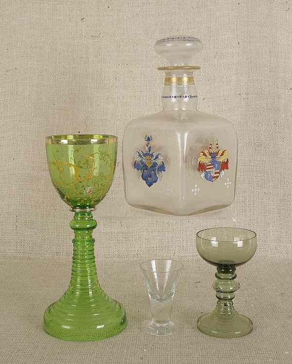 Appraisal: Continental enameled glass decanter ca inscribed Prince de Schwarzenberg Cuno