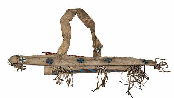 Appraisal: Central Plains Beaded Hide Quiver and Bowcase sinew-sewn and beaded