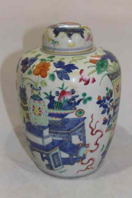 Appraisal: A CHINESE OVOID VASE and cover decorated with polychrome enamels