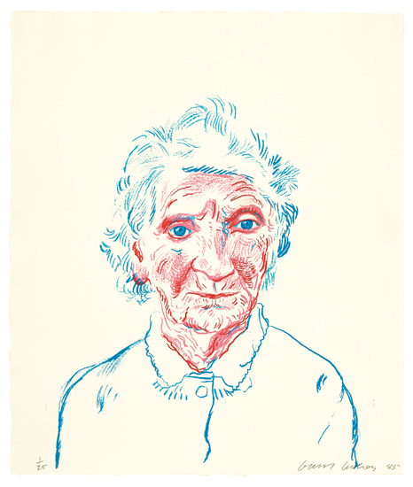 Appraisal: DAVID HOCKNEY Portrait of Mother III Color lithograph on white