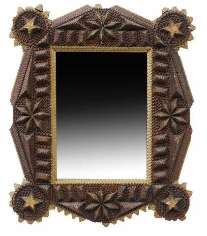 Appraisal: American Tramp Art wall mirror early th c having parcel