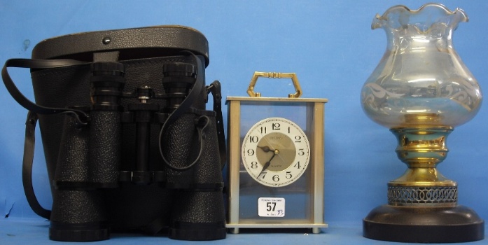 Appraisal: Pair of Prinz Binnoculars Boxed Secko Quartz Mantle Clock and