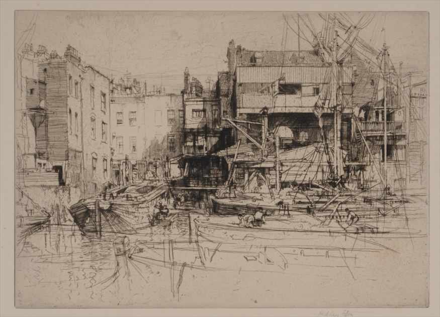 Appraisal: E HEDLEY FITTON - BARGE BUILDERS-LIMEHOUSE Etching on paper laid