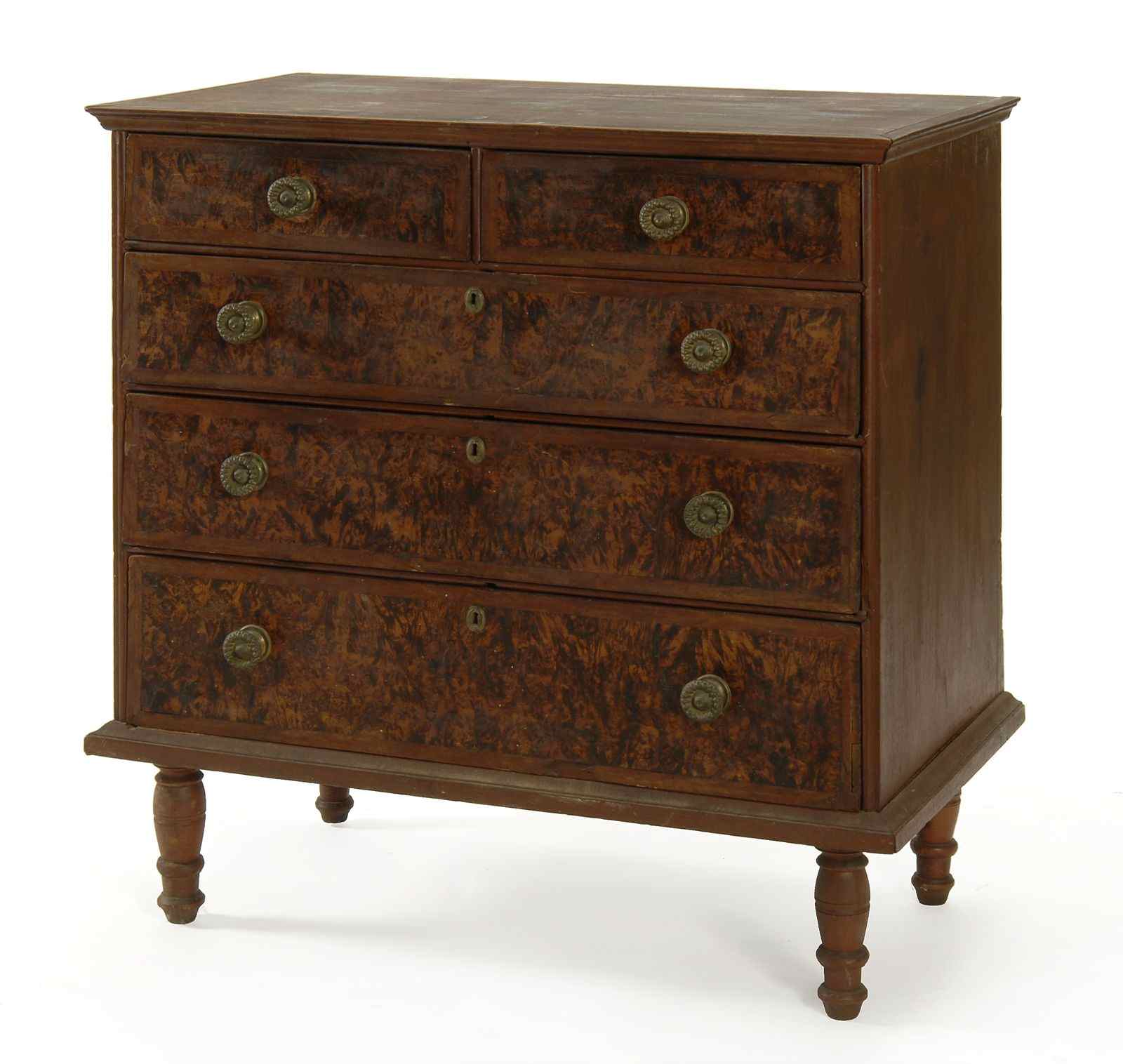 Appraisal: ANTIQUE AMERICAN WILLIAM MARY HIGHBOY TOPCirca In pine with exceptional