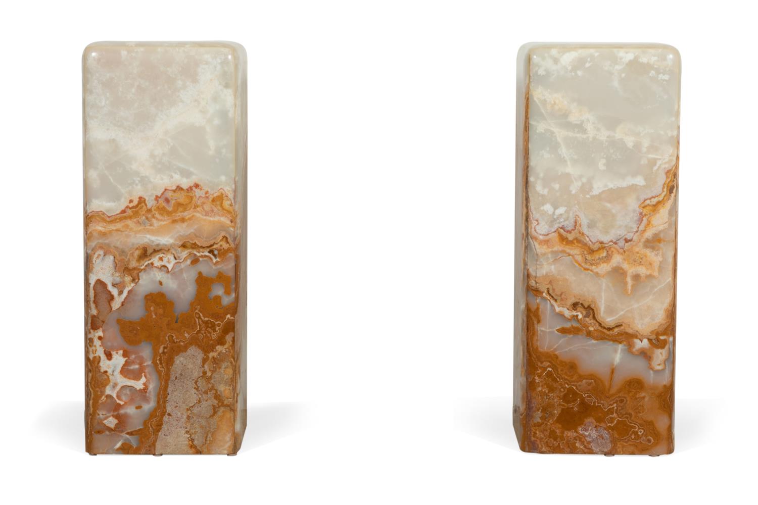 Appraisal: PAIR CUSTOM ILLUMINATED ONYX PEDESTALS Pair of custom onyx pedestals