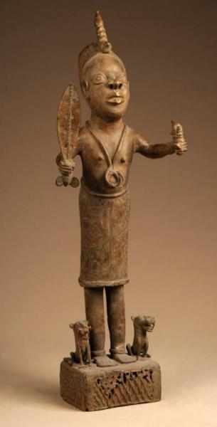 Appraisal: West African Chief King Figure with Lions Description From Benin