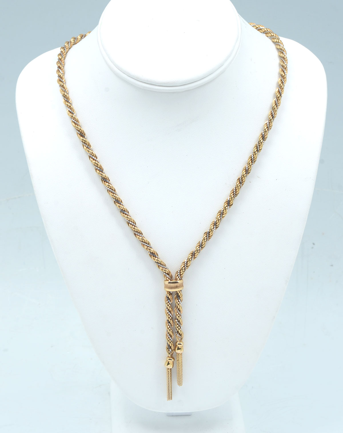 Appraisal: TONE K TWISTED ROPE LARIAT NECKLACE Retro '' tone necklace