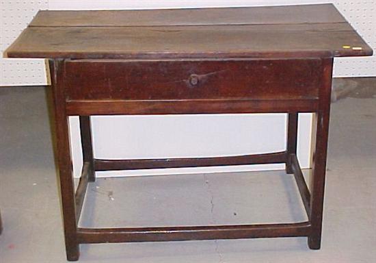 Appraisal: th C tavern table one drawer box stretcher '' h