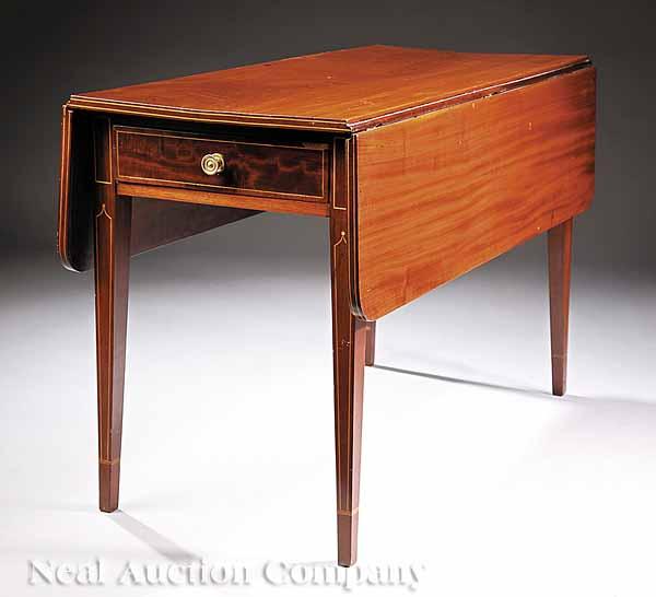 Appraisal: A Regency Inlaid Mahogany Pembroke Table c skirt with drawers