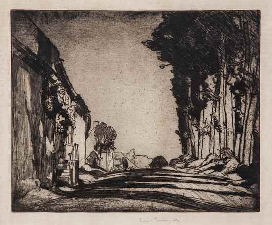 Appraisal: Sir Frank Brangwyn - The Road Montreuil etching signed in