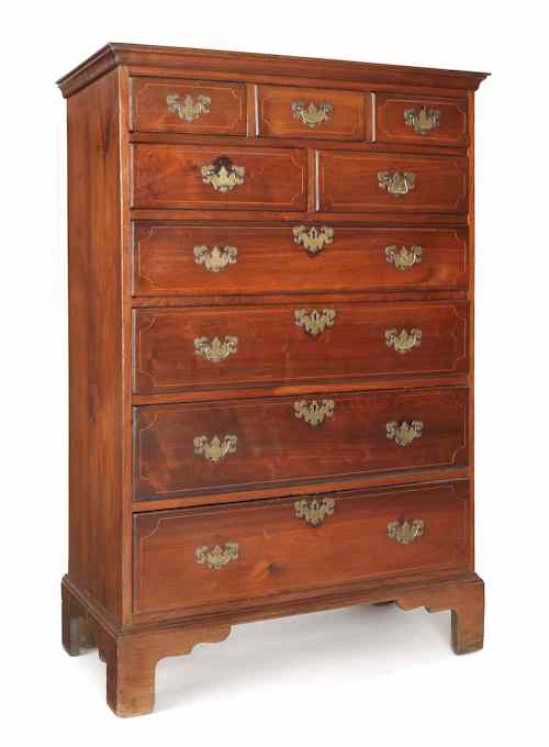 Appraisal: Delaware Valley Queen Anne walnut tall chest of drawers ca