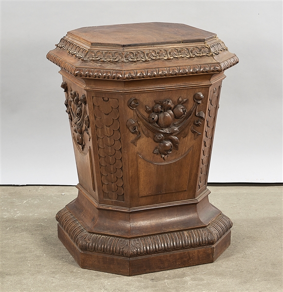 Appraisal: Chinese carved wood octagonal stand with high relief fruit motifs