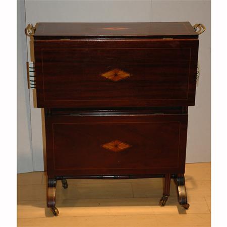 Appraisal: Georgian Style Inlaid Mahogany Two-Tier Side Table Estimate -