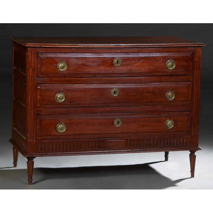 Appraisal: French Provincial Louis XVI Style Carved Walnut Secretary Commode th