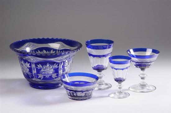 Appraisal: -PIECE CZECH COBALT OVERLAID STEMWARE SERVICE th century Including eight