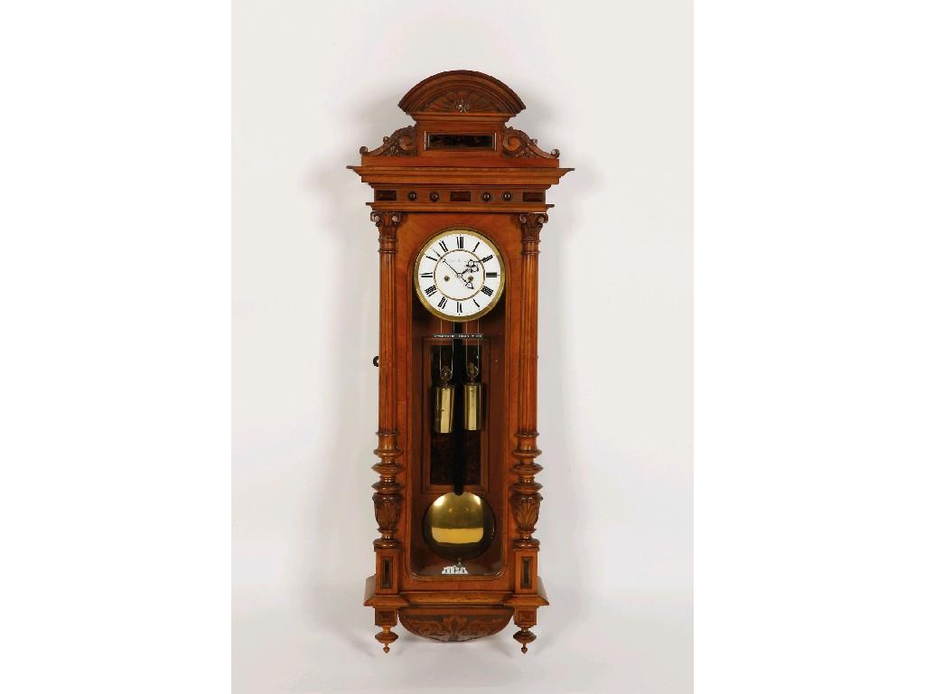 Appraisal: A VICTORIAN WALNUT CASED VIENNA REGULATOR TYPE WALL CLOCK the