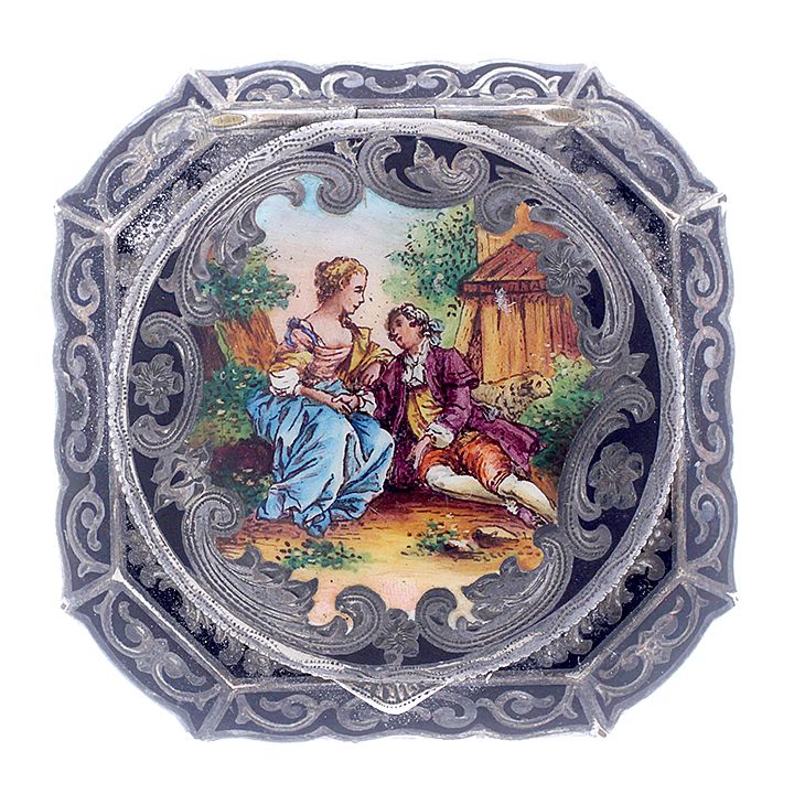 Appraisal: Austrian Silver and Enameled Compact An Austrian probably silver and