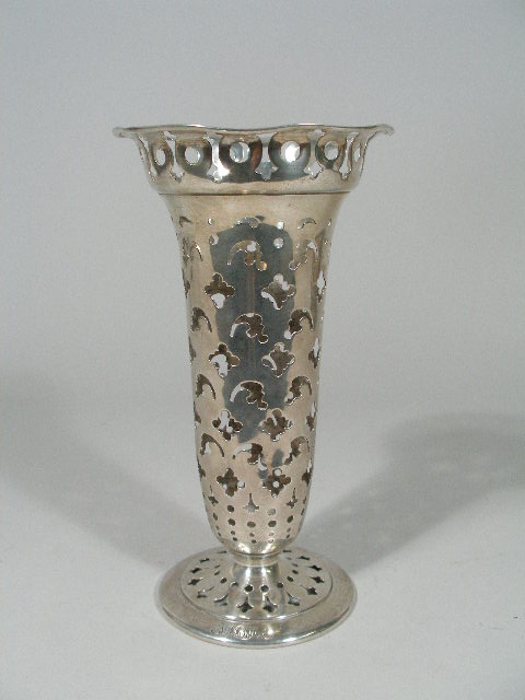 Appraisal: Tiffany Co Sterling Silver Vase w overall decorative pierced openwork