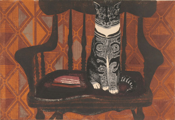 Appraisal: Sheila Robinson British - Cat Called Pumpkin linocut x pencil