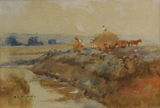 Appraisal: B E Minns - Harvest Scene watercolour signed 'B E