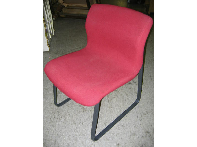 Appraisal: KNOLL INTERNATIONAL Six red upholstered side chairs raised on black