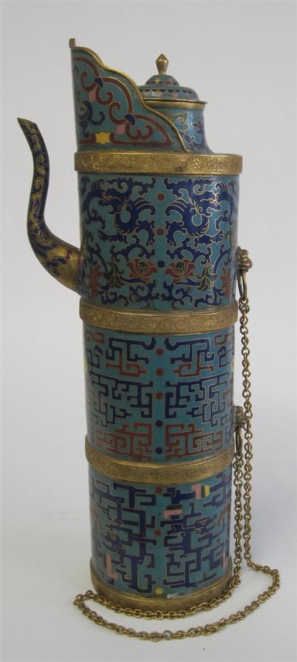 Appraisal: Chinese gilt metal mounted cloisonne ewerqianlong mark th century