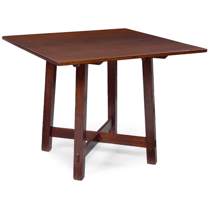 Appraisal: Limbert table square top supported by splayed legs and a