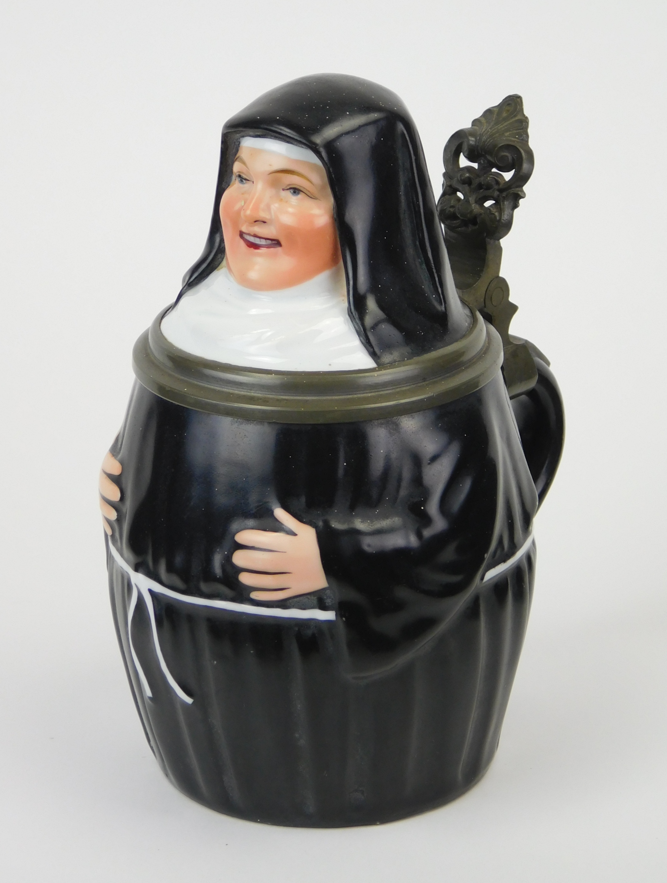 Appraisal: German Lithophane Figural Nun Beer Stein liter porcelain figural Nun