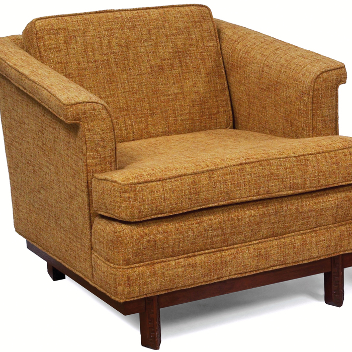 Appraisal: Frank Lloyd Wright club chair manufactured by Heritage Henredon upholstered