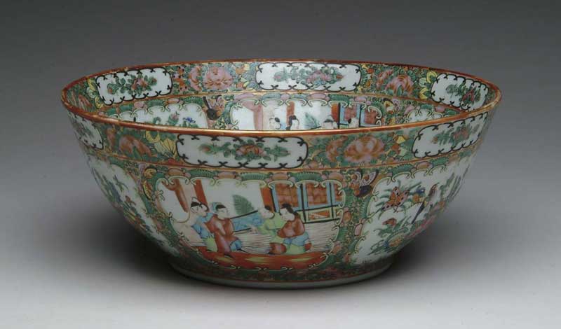 Appraisal: CHINESE EXPORT ROSE MEDALLION PUNCHBOWL Fine colored scenes with people