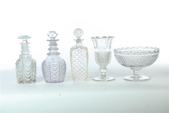 Appraisal: FIVE PIECES OF GLASS Three decanters probably English th century