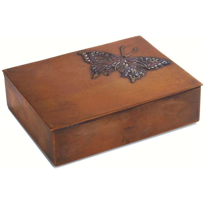 Appraisal: Heintz box sterling on bronze applied butterfly design original patina