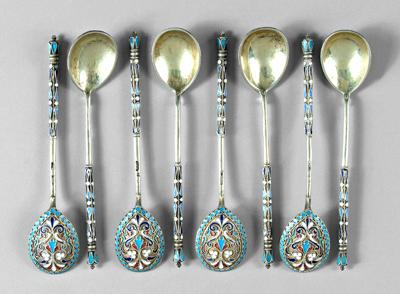 Appraisal: Eight Russian silver enameled spoons Moscow fine partial mark France