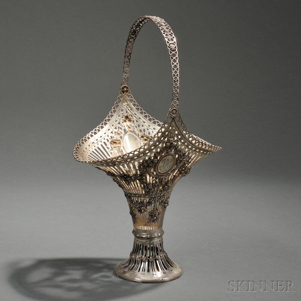 Appraisal: German Silver Reticulated Basket Hanau early th century Ferdinard Henzler