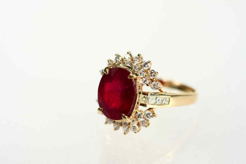 Appraisal: LADY'S RING - One K yellow gold Burmese ruby and