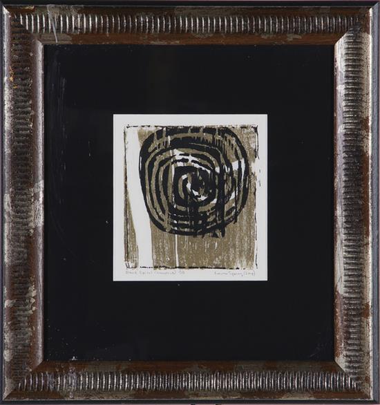 Appraisal: Laura Miles Spong South Carolina b BLACK SPIRAL woodcut framed