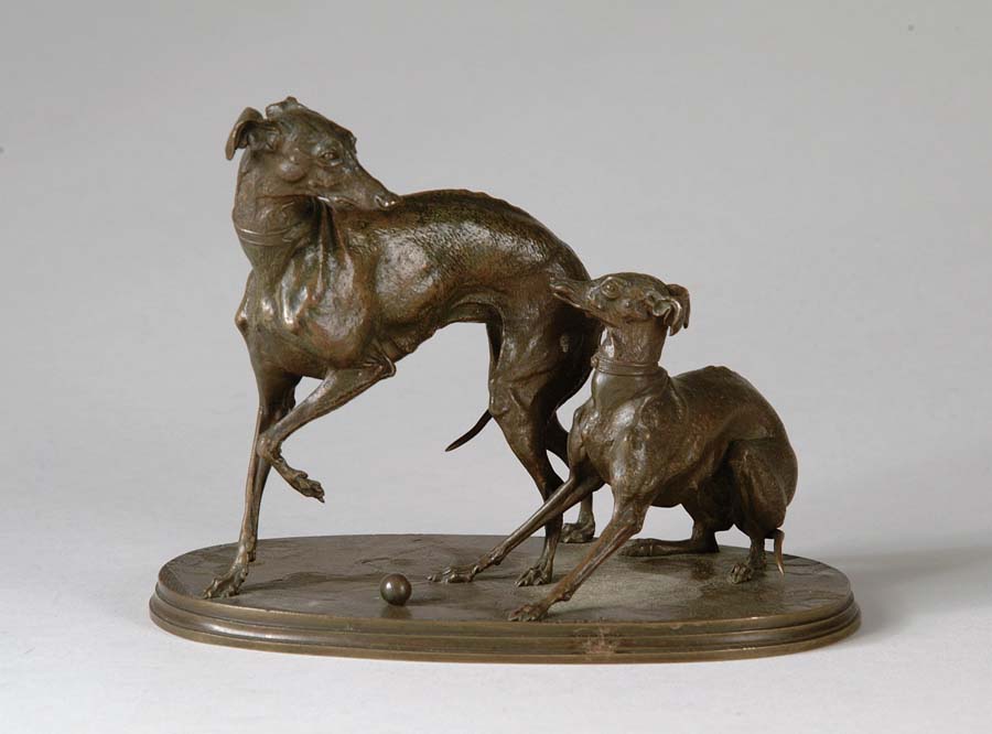 Appraisal: MENE BRONZE DOGS Wonderful animalizer bronze features two greyhounds or