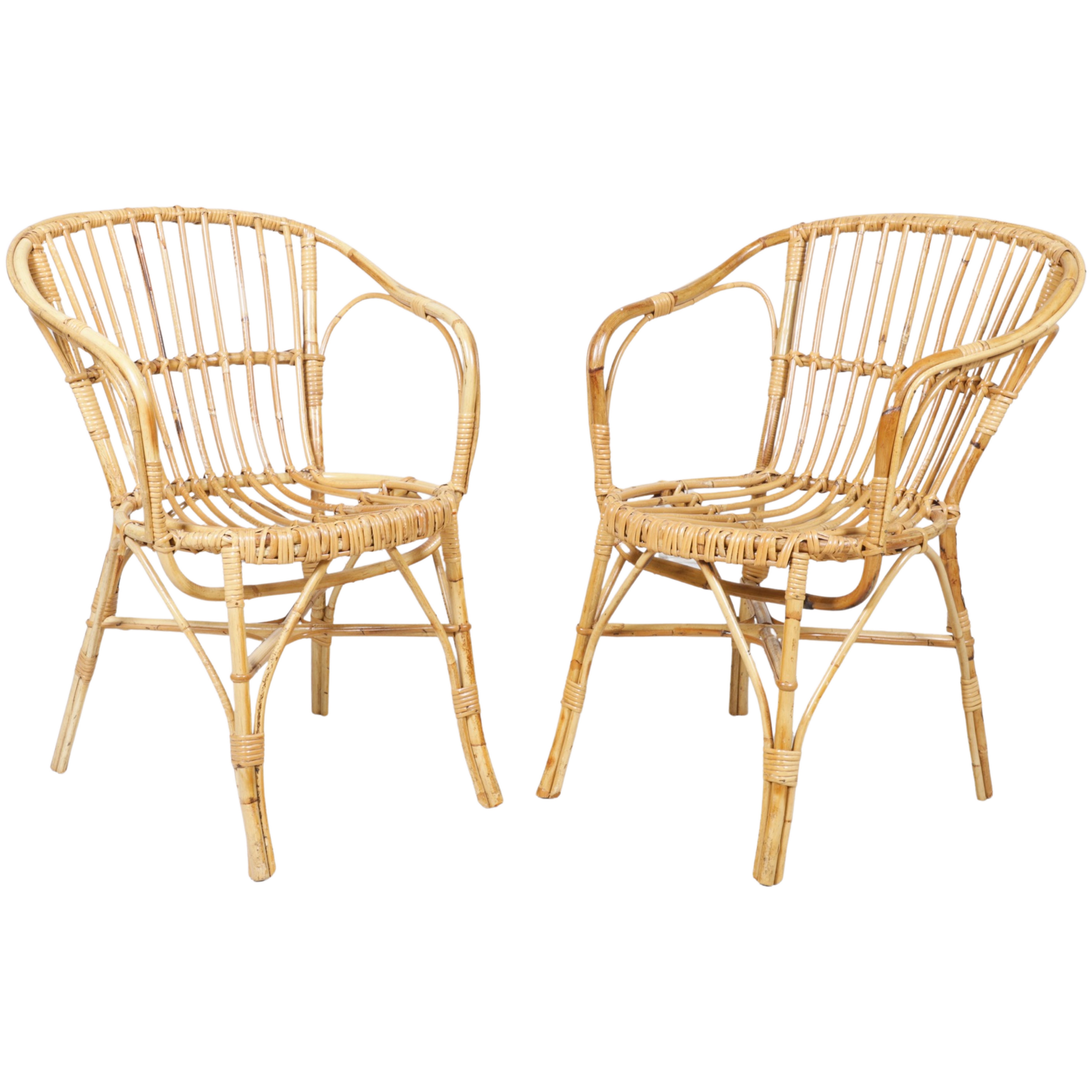 Appraisal: Pair Bamboo and Rattan armchairs - h x w x