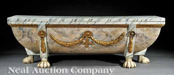 Appraisal: An Antique Italian Renaissance-Style Faux Marbre and Gilt-Decorated Cassone th