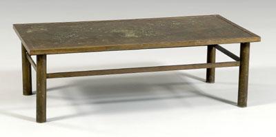 Appraisal: Philip Laverne brass coffee table rectangular with vine and flower