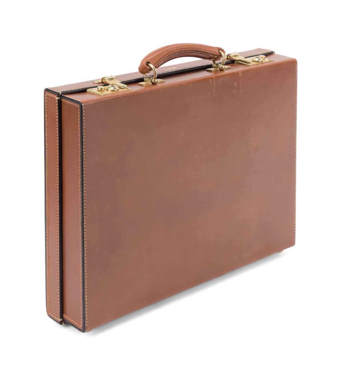 Appraisal: ALFRED DUNHILL COGNAC LEATHER HARDSIDE BRIEFCASE Vintage Alfred Dunhill cognac