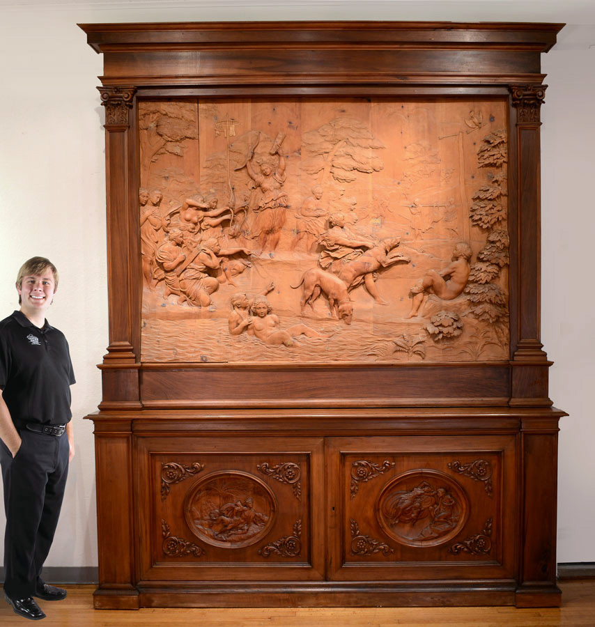 Appraisal: MONUMENTAL CARVED WOOD FRESCO CREDENZA ''THE HUNT OF DIANA'' The