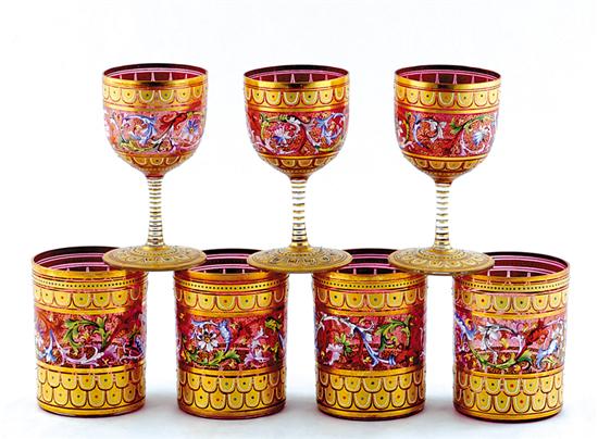 Appraisal: Set of Bohemian glass tumblers and cordials parcel-gilt and faux-jeweled